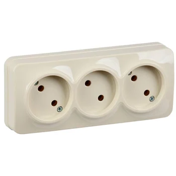 Розетка 3-м ОП GLORY РС23-2-ХК 10А без заземл. крем. IEK ERH30-K33-10