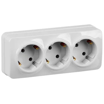 Розетка 3-м ОП GLORY РС23-3-ХБ 16А с заземл. бел. IEK ERH31-K01-16