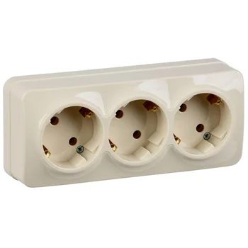 Розетка 3-м ОП GLORY РС23-3-ХК 16А с заземл. крем. IEK ERH31-K33-16