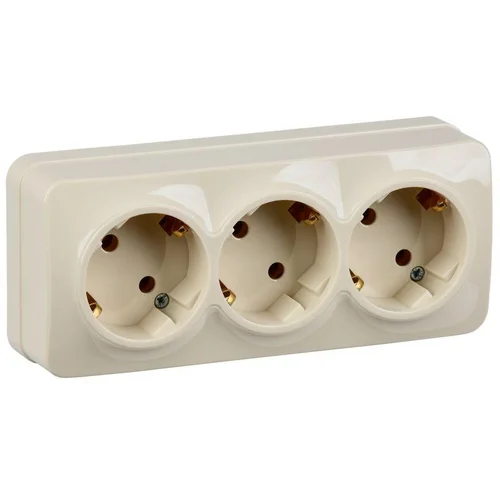 Розетка 3-м ОП GLORY РС23-3-ХК 16А с заземл. крем. IEK ERH31-K33-16