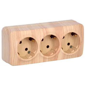 Розетка 3-м ОП GLORY РС23-3-ХС 16А с заземл. сосна IEK ERH31-K34-16