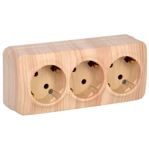 Розетка 3-м ОП GLORY РС23-3-ХС 16А с заземл. сосна IEK ERH31-K34-16