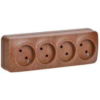 Розетка 4-м ОП GLORY РС24-2-ХД 10А без заземл. дуб IEK ERH40-K24-10