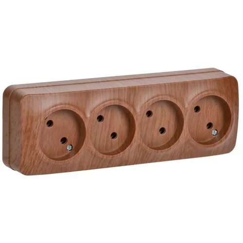 Розетка 4-м ОП GLORY РС24-2-ХД 10А без заземл. дуб IEK ERH40-K24-10