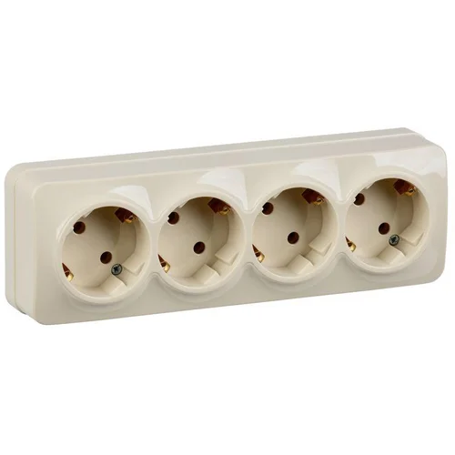 Розетка 4-м ОП GLORY РС24-3-ХК 16А с заземл. крем. IEK ERH41-K33-16