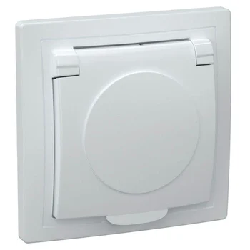 Розетка 1-м СП Кварта РСб10-3-КБ 16А IP20 с заземл. с крышкой бел. IEK ERK15-K01-16-DM