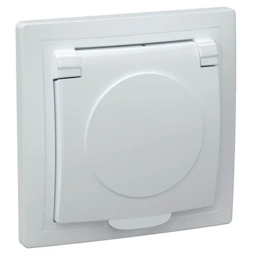 Розетка 1-м СП Кварта РСб10-3-КБ 16А IP20 с заземл. с крышкой бел. IEK ERK15-K01-16-DM