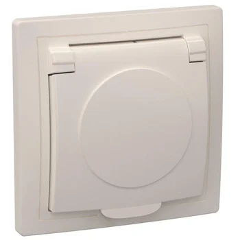 Розетка 1-м СП Кварта РСб10-3-ККм 16А IP20 с заземл. с крышкой крем. IEK ERK15-K33-16-DM