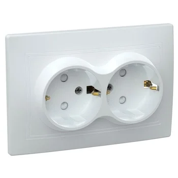 Розетка 2-м СП Кварта РСш12-3-КБ 16А IP20 с заземл. защ. шторки бел. IEK ERK21-K01-16-DM