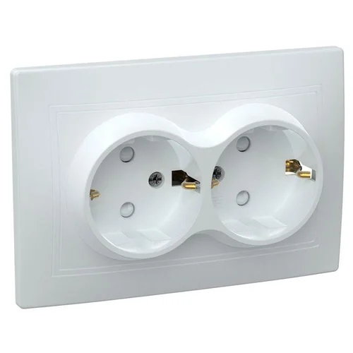 Розетка 2-м СП Кварта РСш12-3-КБ 16А IP20 с заземл. защ. шторки бел. IEK ERK21-K01-16-DM