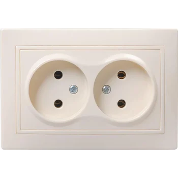 Розетка 2-м СП Кварта 10А IP20 без заземл. без защ. шторок крем. IEK ERK23-K33-10-DM