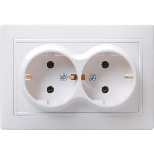 Розетка 2-м СП Кварта РС12-3-КБ 16А IP20 с заземл. без защ. шторок бел. IEK ERK24-K01-16-DM