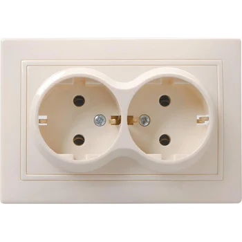Розетка 2-м СП Кварта РС12-3-ККм 16А IP20 с заземл. без защ. шторок крем. IEK ERK24-K33-16-DM