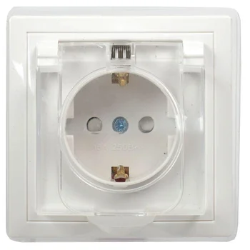 Розетка 1-м СП Кварта РСбш10-3-ККБ-44 16А IP44 с заземл. защ. шторки с крышкой керамика бел. IEK ERK