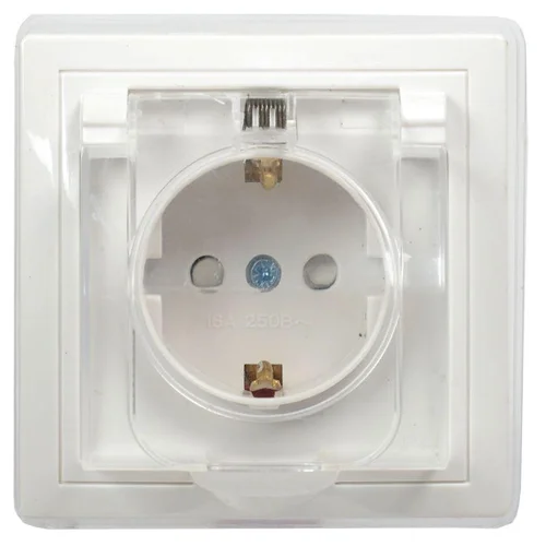 Розетка 1-м СП Кварта РСбш10-3-ККБ-44 16А IP44 с заземл. защ. шторки с крышкой керамика бел. IEK ERK