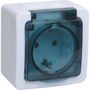 Розетка 1-м ОП Гермес Plus РСб20-3-ГПБд 16А IP54 с заземл. с дым. крышкой бел. IEK ERMP12-K03-16-54-