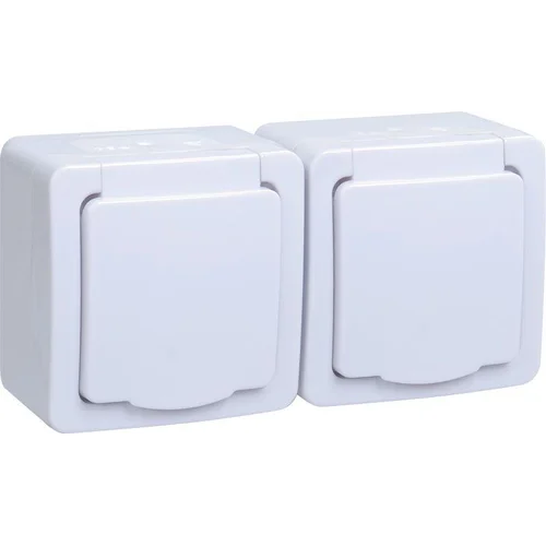 Розетка 2-м ОП Гермес Plus РСб22-3-ГПБб 16А IP54 с заземл. с крышкой бел. IEK ERMP22-K01-16-54-EC