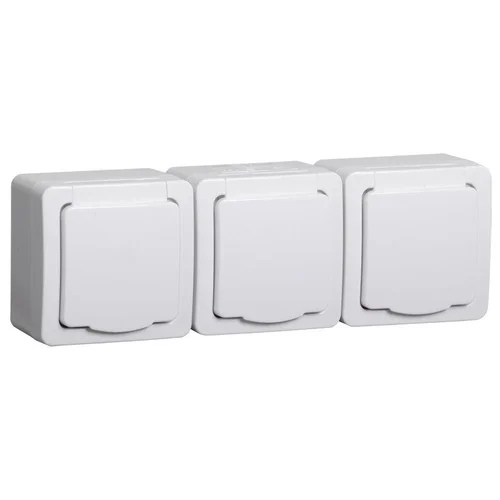 Розетка 3-м ОП Гермес Plus РСб23-3-ГПБб 16А IP54 с заземл. с крышкой бел. IEK ERMP32-K01-16-54-EC