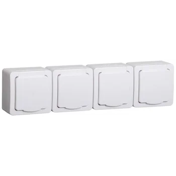 Розетка 4-м ОП Гермес Plus РСб24-3-ГПБб 16А IP54 с заземл. с крышкой бел. IEK ERMP42-K01-16-54-EC