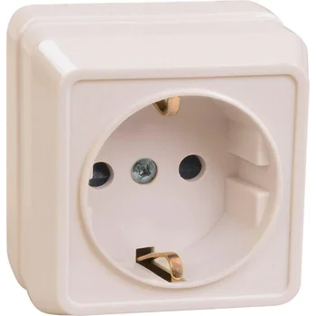 Розетка 1-м ОП Октава РС20-3-ОКм 16А IP20 с заземл. крем. IEK ERO11-K33-16-DC
