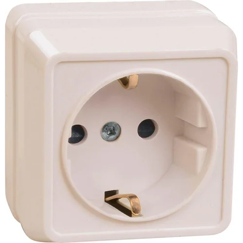 Розетка 1-м ОП Октава РС20-3-ОКм 16А IP20 с заземл. крем. IEK ERO11-K33-16-DC
