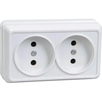 Розетка 2-м ОП Октава 10А IP20 без заземл. бел. IEK ERO20-K01-10-DC