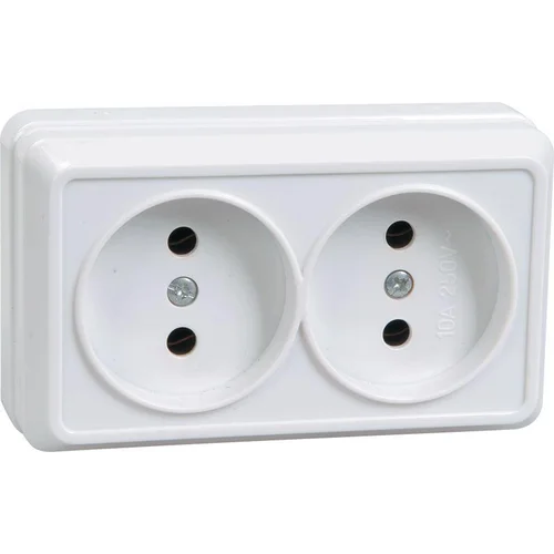 Розетка 2-м ОП Октава 10А IP20 без заземл. бел. IEK ERO20-K01-10-DC
