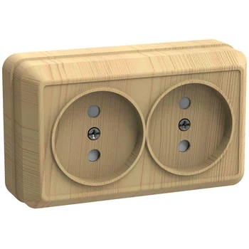 Розетка 2-м ОП Октава 10А IP20 без заземл. сосна IEK ERO20-K03-10-DC