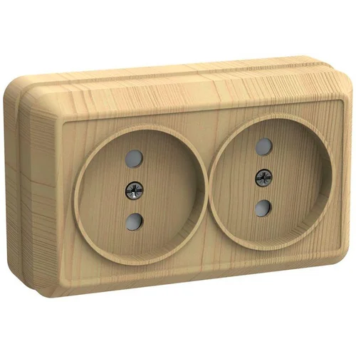 Розетка 2-м ОП Октава 10А IP20 без заземл. сосна IEK ERO20-K03-10-DC