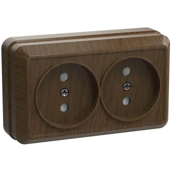 Розетка 2-м ОП Октава 10А IP20 без заземл. дуб IEK ERO20-K04-10-DC