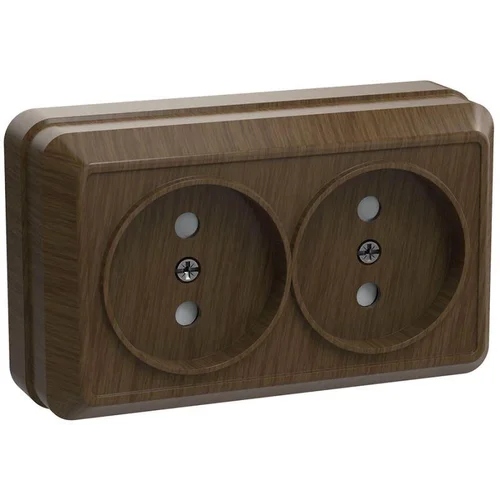 Розетка 2-м ОП Октава 10А IP20 без заземл. дуб IEK ERO20-K04-10-DC