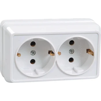 Розетка 2-м ОП Октава РС22-3-ОБ 16А IP20 с заземл. бел. IEK ERO21-K01-16-DC