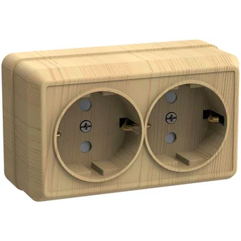 Розетка 2-м ОП Октава РС22-3-ОС 16А IP20 с заземл. сосна IEK ERO21-K03-16-DC