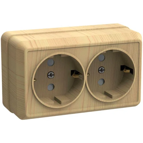 Розетка 2-м ОП Октава РС22-3-ОС 16А IP20 с заземл. сосна IEK ERO21-K03-16-DC