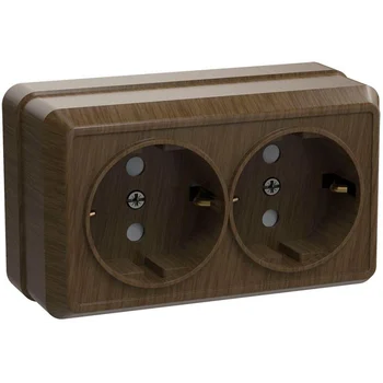 Розетка 2-м ОП Октава РС22-3-ОД 16А IP20 с заземл. дуб IEK ERO21-K04-16-DC