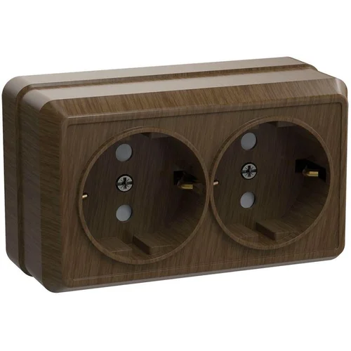 Розетка 2-м ОП Октава РС22-3-ОД 16А IP20 с заземл. дуб IEK ERO21-K04-16-DC