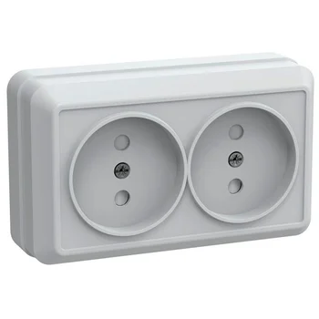 Розетка 2-м ОП Октава РСш22-2-ОБ 10А IP20 без заземл. защ. шторки бел. IEK ERO23-K01-10-DC