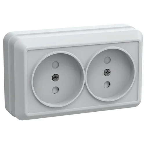 Розетка 2-м ОП Октава РСш22-2-ОБ 10А IP20 без заземл. защ. шторки бел. IEK ERO23-K01-10-DC