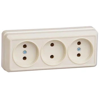 Розетка 3-м ОП Октава 10А IP20 без заземл. крем. IEK ERO30-K33-10-DC