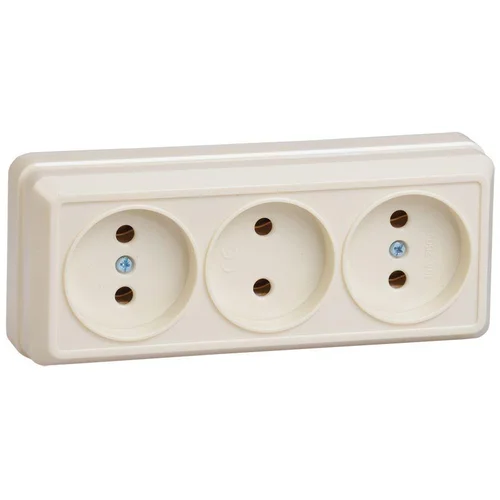 Розетка 3-м ОП Октава 10А IP20 без заземл. крем. IEK ERO30-K33-10-DC