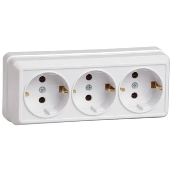 Розетка 3-м ОП Октава РС23-3-ОБ 16А IP20 с заземл. бел. IEK ERO31-K01-16-DC