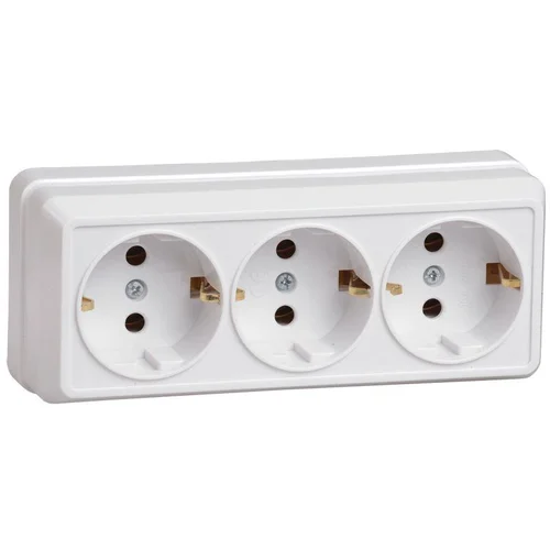 Розетка 3-м ОП Октава РС23-3-ОБ 16А IP20 с заземл. бел. IEK ERO31-K01-16-DC