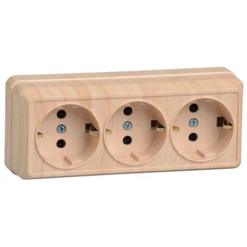 Розетка 3-м ОП Октава РС23-3-ОС 16А IP20 с заземл. сосна IEK ERO31-K03-16-DC