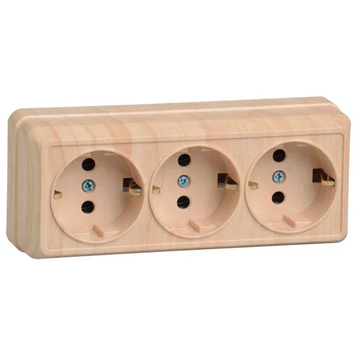 Розетка 3-м ОП Октава РС23-3-ОС 16А IP20 с заземл. сосна IEK ERO31-K03-16-DC