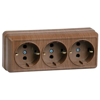 Розетка 3-м ОП Октава РС23-3-ОД 16А IP20 с заземл. дуб IEK ERO31-K04-16-DC
