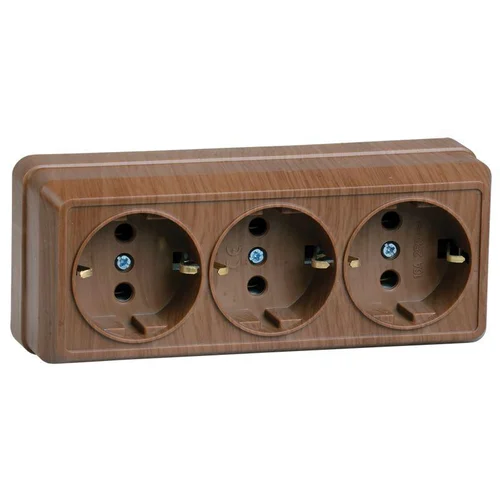 Розетка 3-м ОП Октава РС23-3-ОД 16А IP20 с заземл. дуб IEK ERO31-K04-16-DC