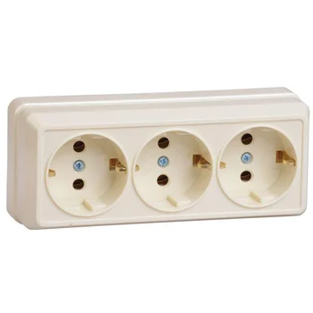 Розетка 3-м ОП Октава РС23-3-ОК 16А IP20 с заземл. крем. IEK ERO31-K33-16-DC