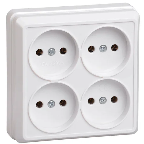 Розетка 4-м ОП Октава 10А IP20 без заземл. бел. IEK ERO40-K01-10-DC