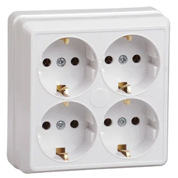 Розетка 4-м ОП Октава РС24-3-ОБ 16А IP20 с заземл. бел. IEK ERO41-K01-16-DC