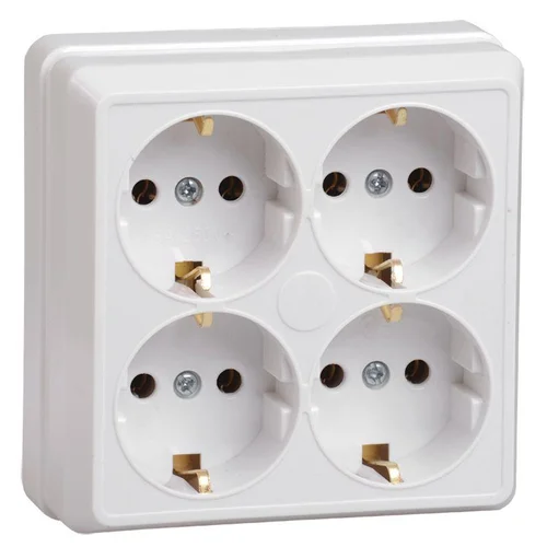 Розетка 4-м ОП Октава РС24-3-ОБ 16А IP20 с заземл. бел. IEK ERO41-K01-16-DC